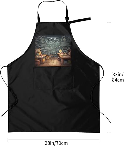 Miniatura 5 de Math Aprons for Women with 2 Pockets, Kitchen Cooking Apron for Men, Water and Oil Resistant, Adjustable Bib Apron Extra Long Work Aprons for
