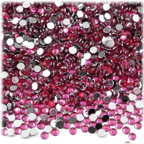 The Crafts Outlet 1,440pc Rhinestones Round 3mm (10ss) Flatback Hot Pink or Rose HPK