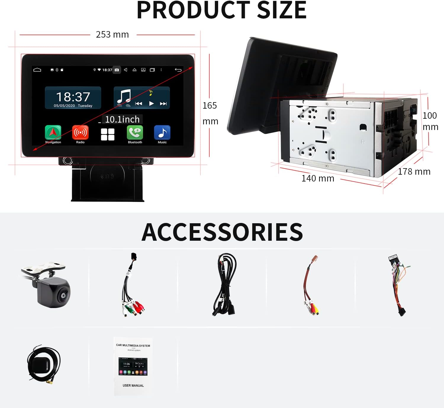 double din car stereo with backup camera and wireless charge 10 1 inch wireless carplay android auto android 10 hd car radio touchscreen bulit in b