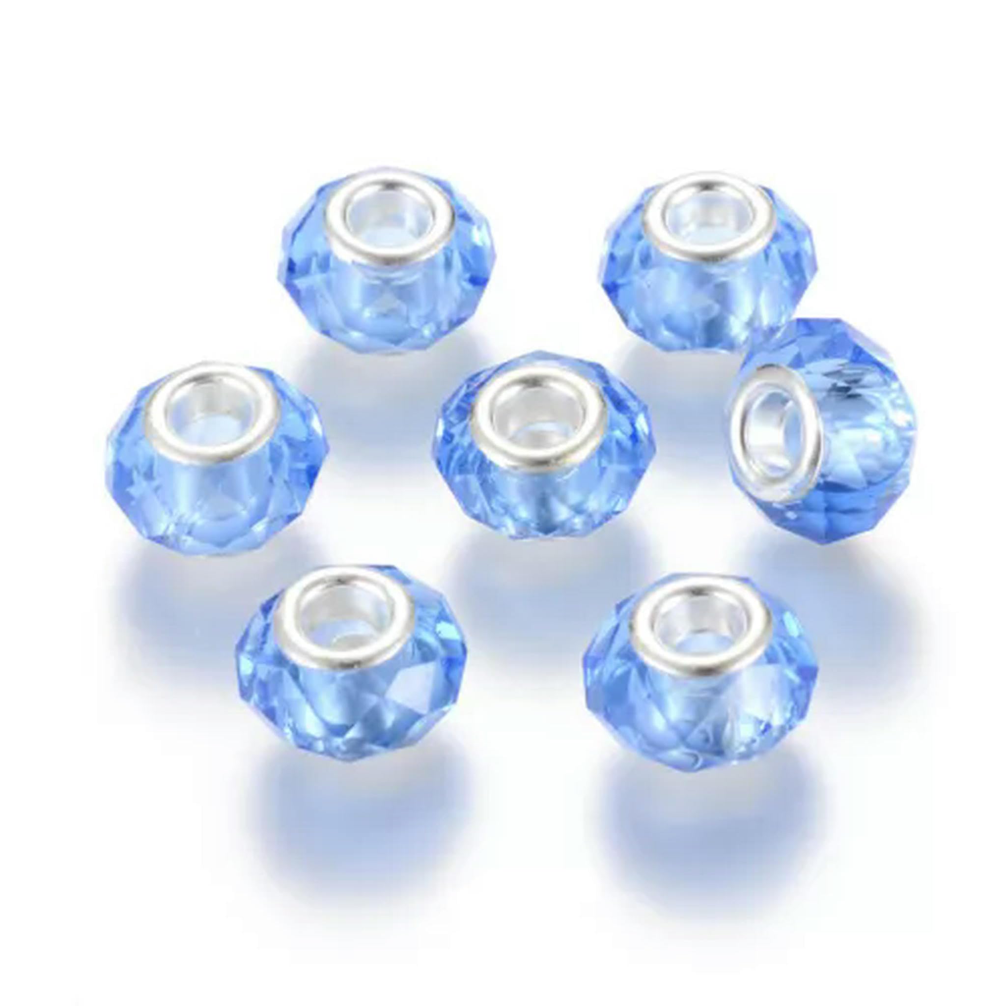 Koraliki z dużym otworem, Opakowanie 100 mosiężnych koralików z otworem 14x8 mm, wielokolorowe(Blue)