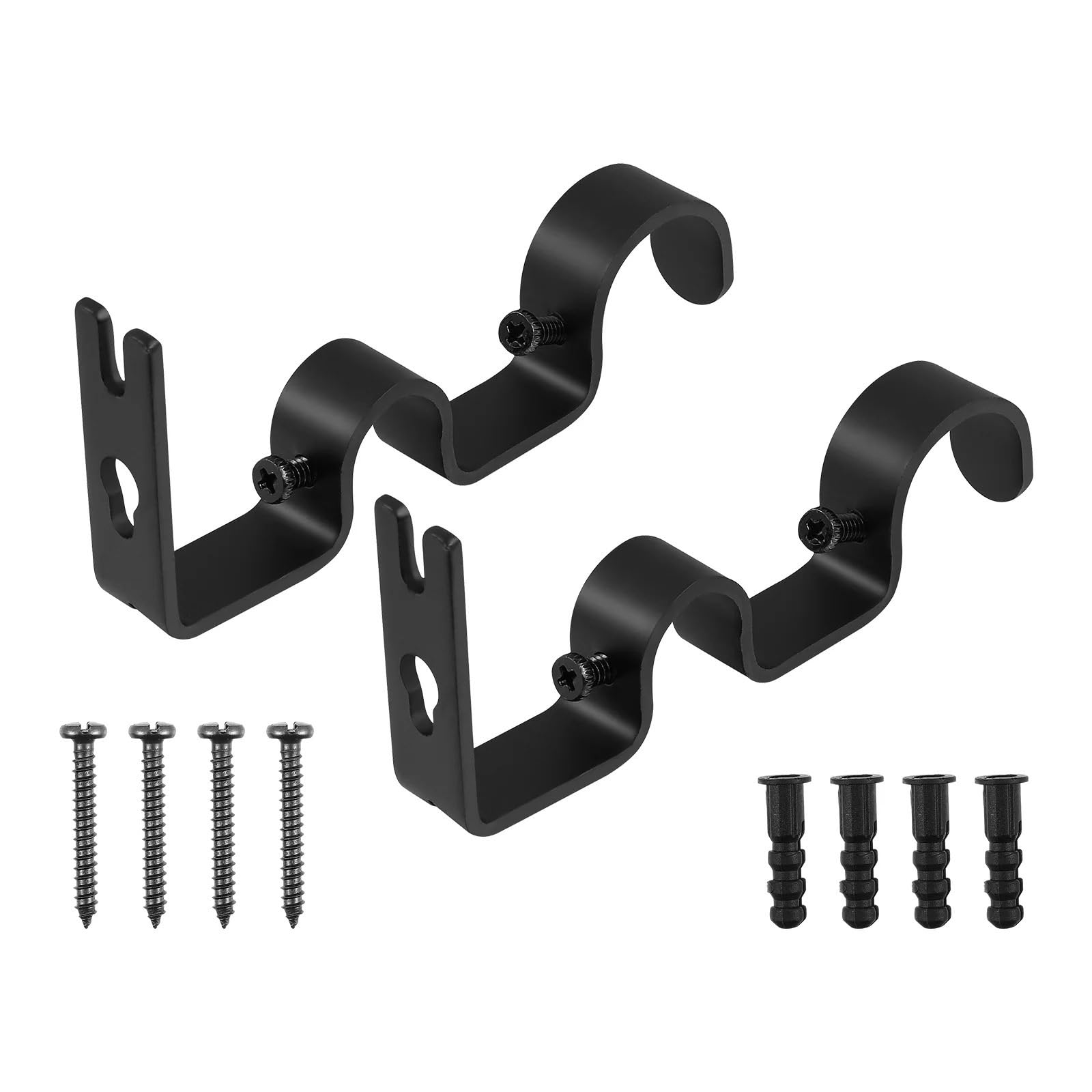 RUWLFE 4 Pcs Curtain Pole Bracket Mounting Holder Rod Brackets Double Holders Accessories Rods Home Hooks Shelf Storage for Poles, Wall Rod