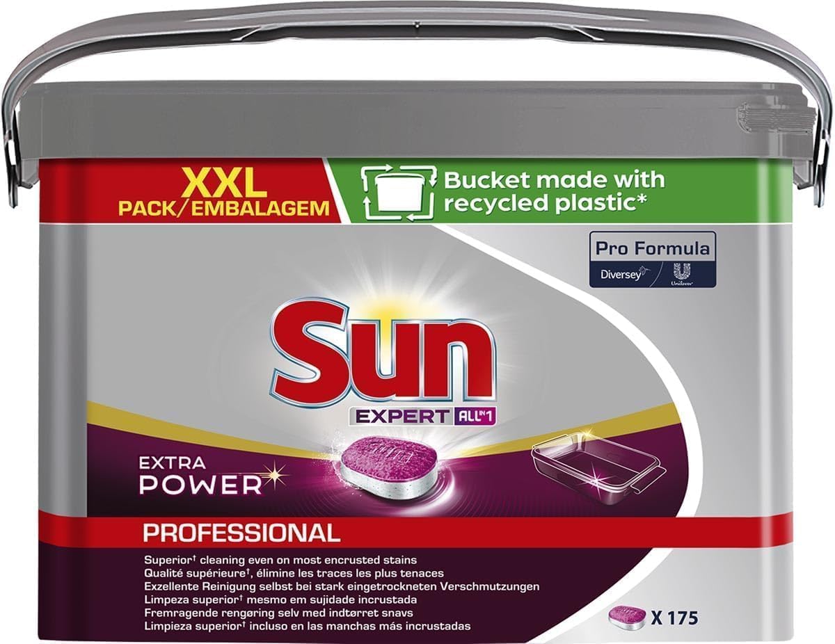 Sun Professional All in 1 Extra Power Tabs – Kraftvolle Premium Spülmaschientabs für die Spülmaschine für mühelose Reinigung, Geschirrspültabs für strahlenden Glanz, 175 Tabs