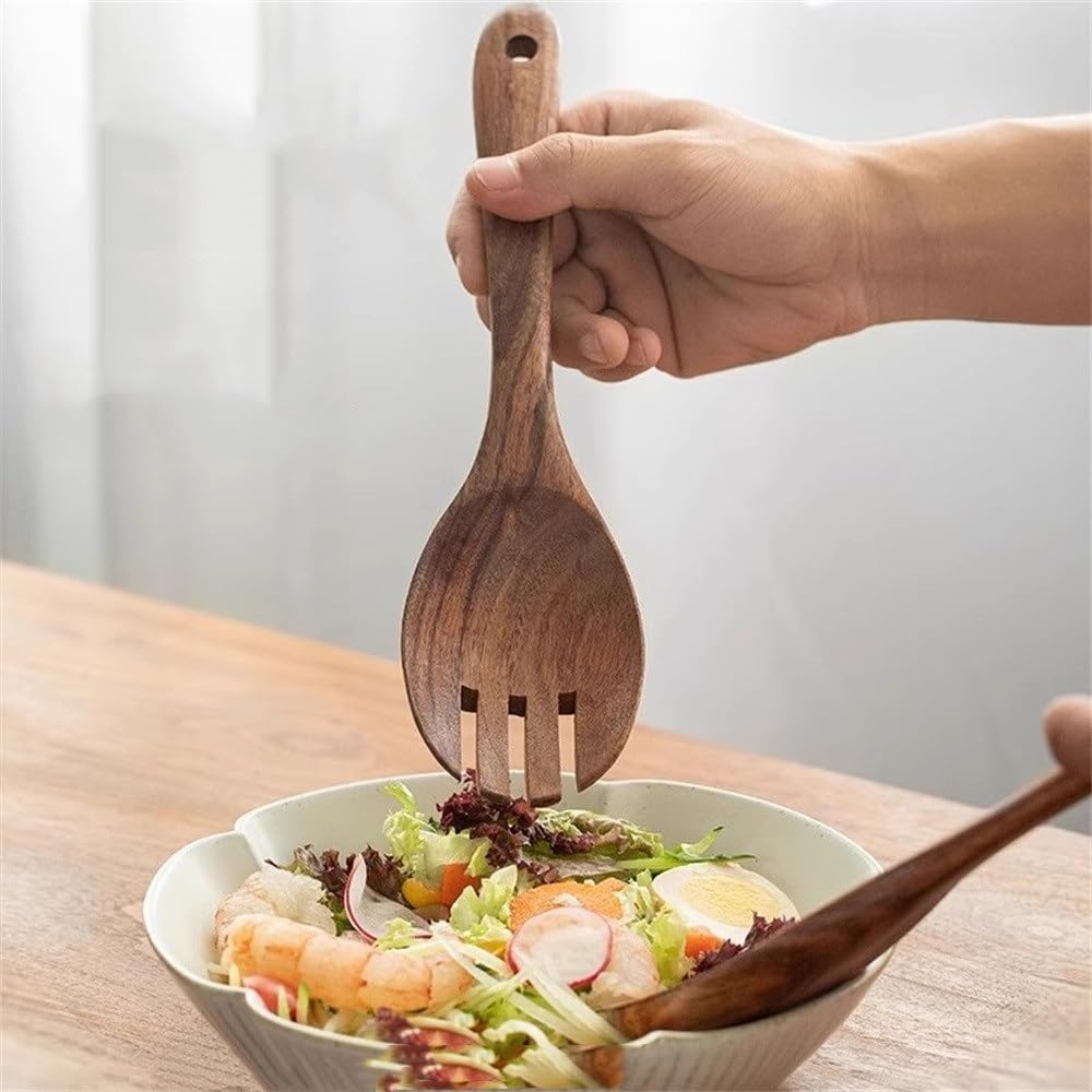 Salatbesteck-Set Holz Salat Löffel Gabel Löffel Set Haushalt Holz Löffel Gabeln