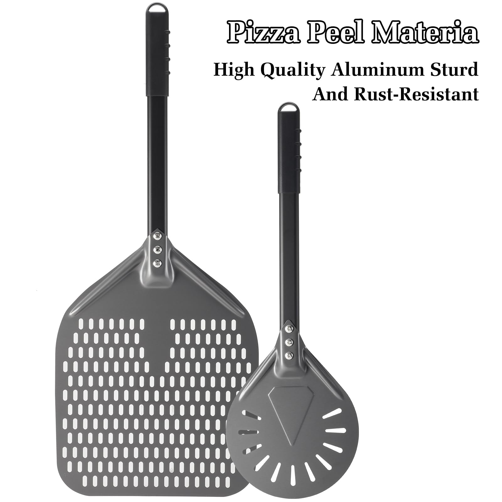 Pala de pizza de 14 pulgadas + 9 pulgadas, pala de aluminio para pizza, espátula profesional para pizza casera