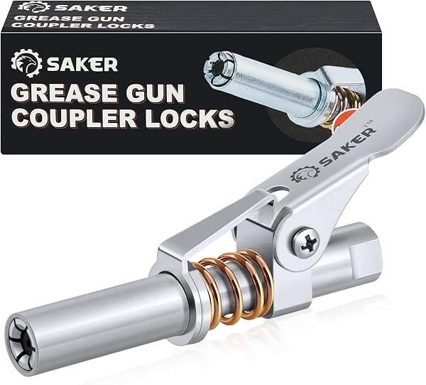 Saker Grease Gun Coupler,Compatible with All Grease Guns 1/8'' NPT Fittings(Suitable for diameters Greater Than 14mm,Upgrade to 14000 PSI, New Version 1PC - 1