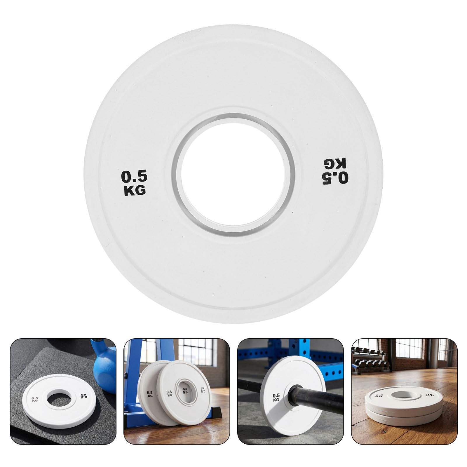 POPETPOP 2 Piezas Discos de Pesas para Entrenamiento de Fuerza, Discos de Peso de Goma, 1 Lb, Blanco, Orificio Central Estándar 2'', Acero y Goma, para Barra, Gimnasio en Casa, Repuesto