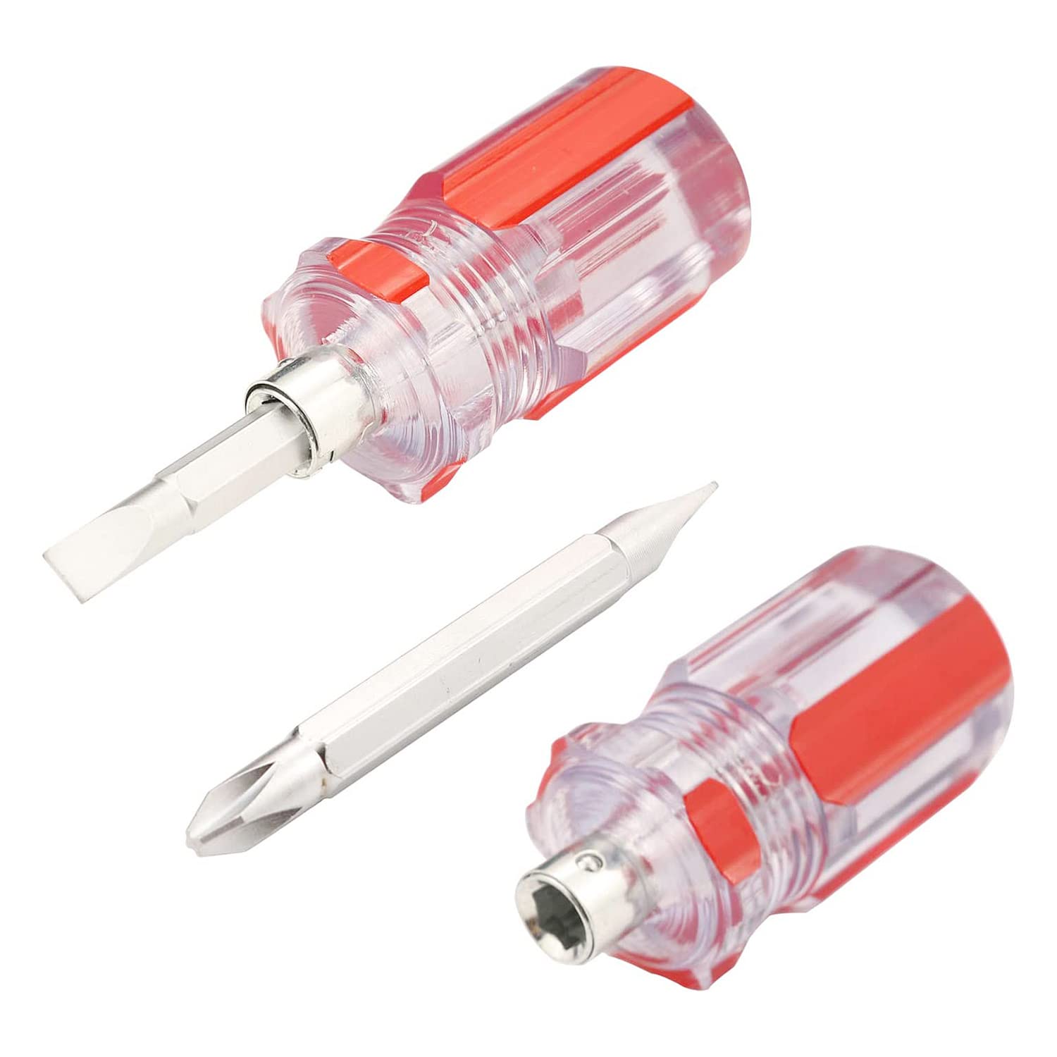 2 Pieces Flat Head Screwdriver and Cross Head Screwdriver Set, 2-in-1 Stubby Screwdriver Sewing Machine Mini Short Screw Driver Tools for DIY Repairing