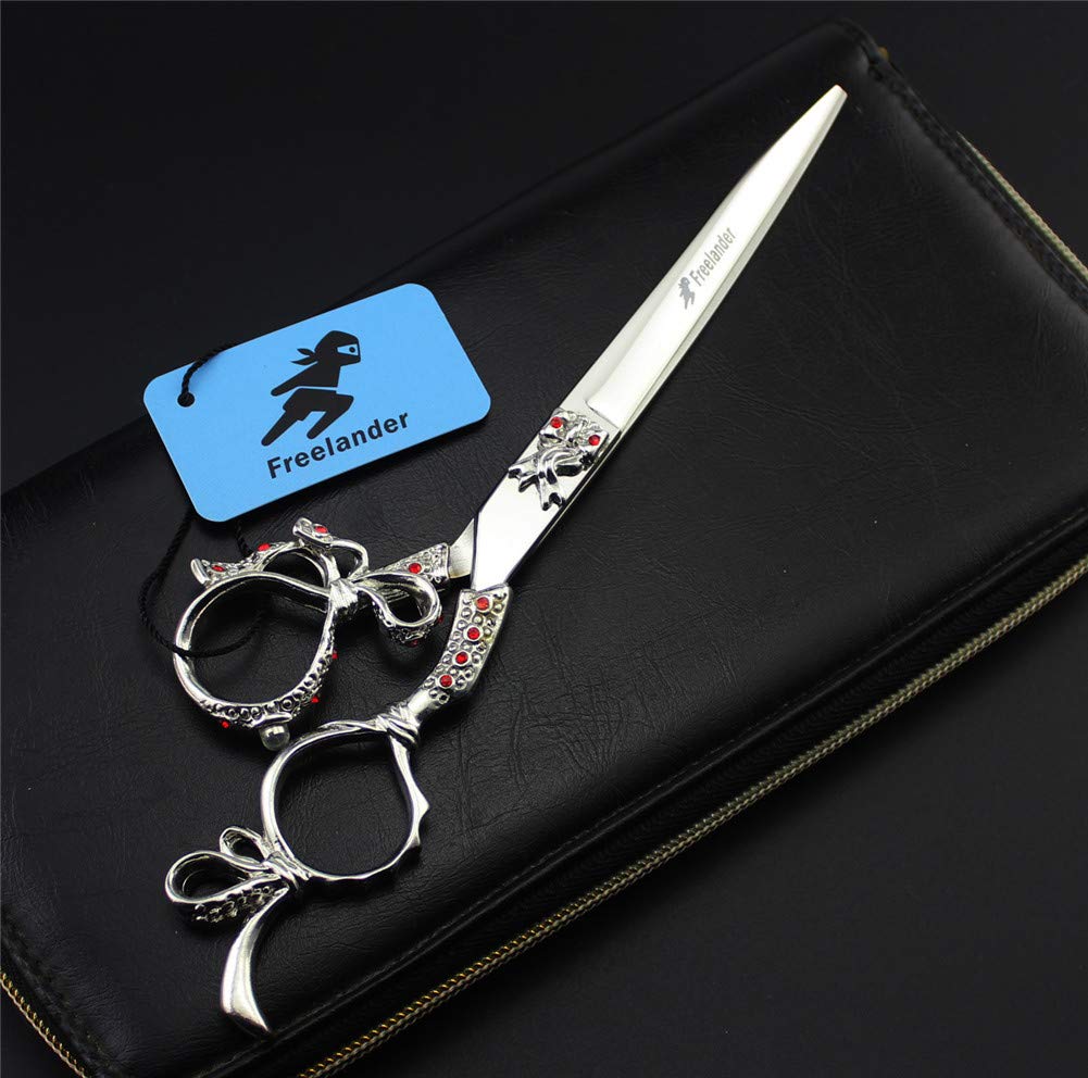 Crrs 7.0 inch Professional hairdressing scissors Retro dot drill 440C Japanese Stainless Steel Salon Cutting Hairdressing Scissors Flat shear
