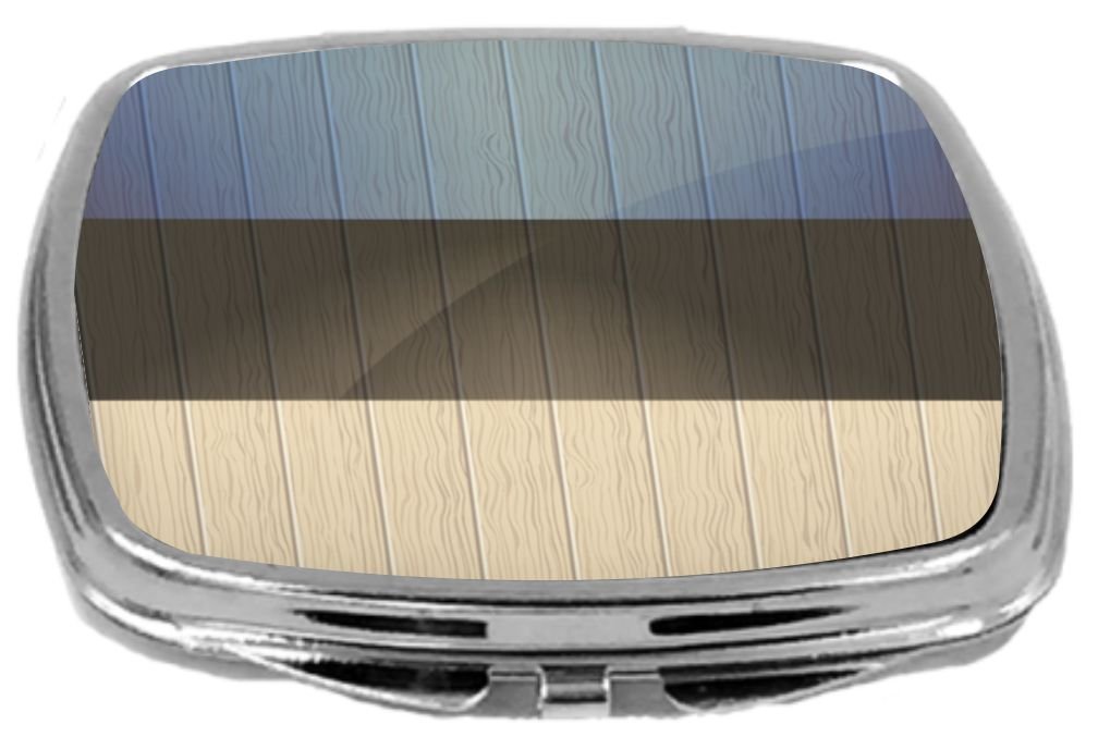 Rikki KnightCompact Mirror on Distressed Wood Design, Estonia Flag, 3 Ounce