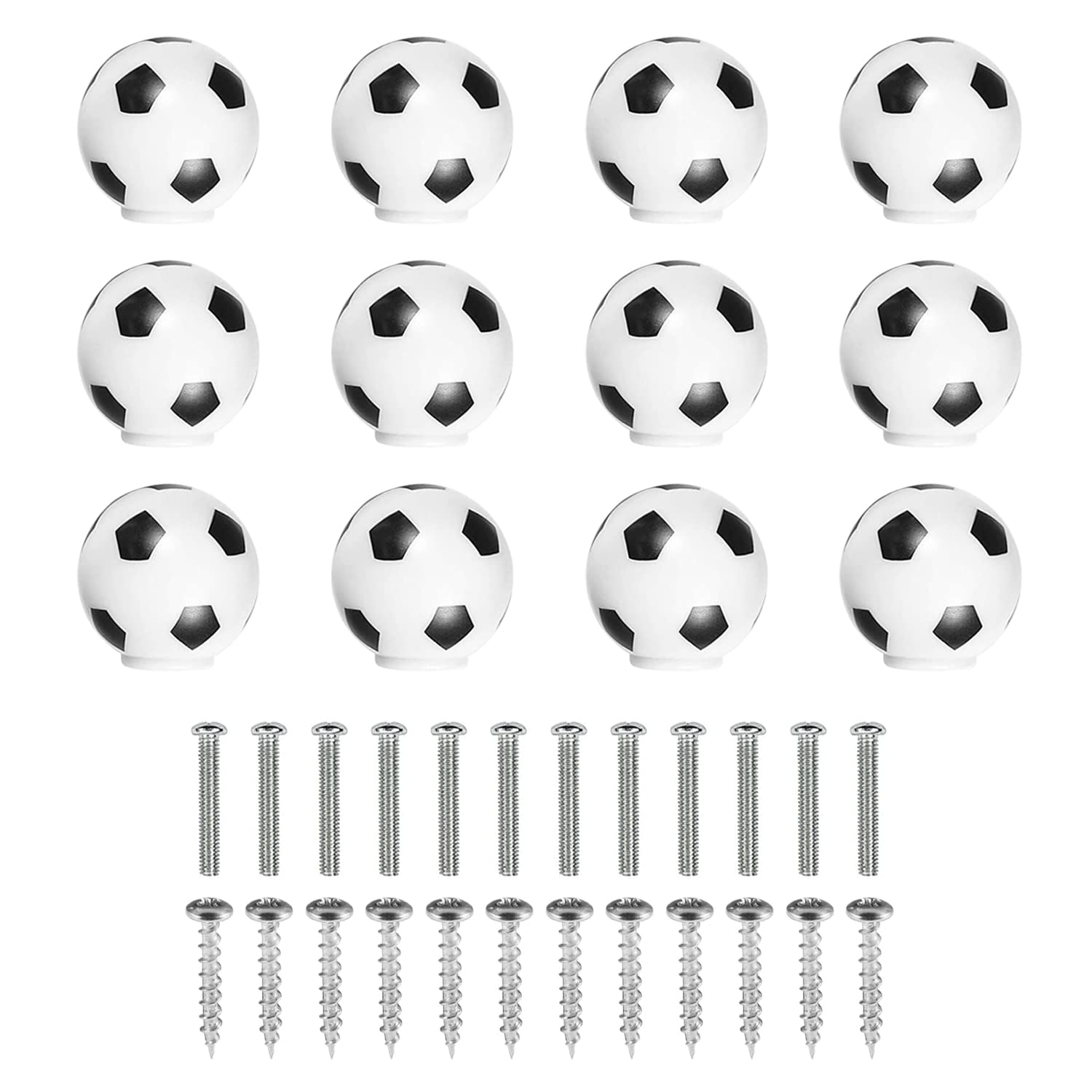 JINTANG 12PCS Football Cartoon Knobs,Cabinet knobs for Children,with 2 Sizes Screws,Cartoon Cupboard Knobs Cabinet Door Knobs Furniture Handles are Used for Drawers,cabinets and wardrobes