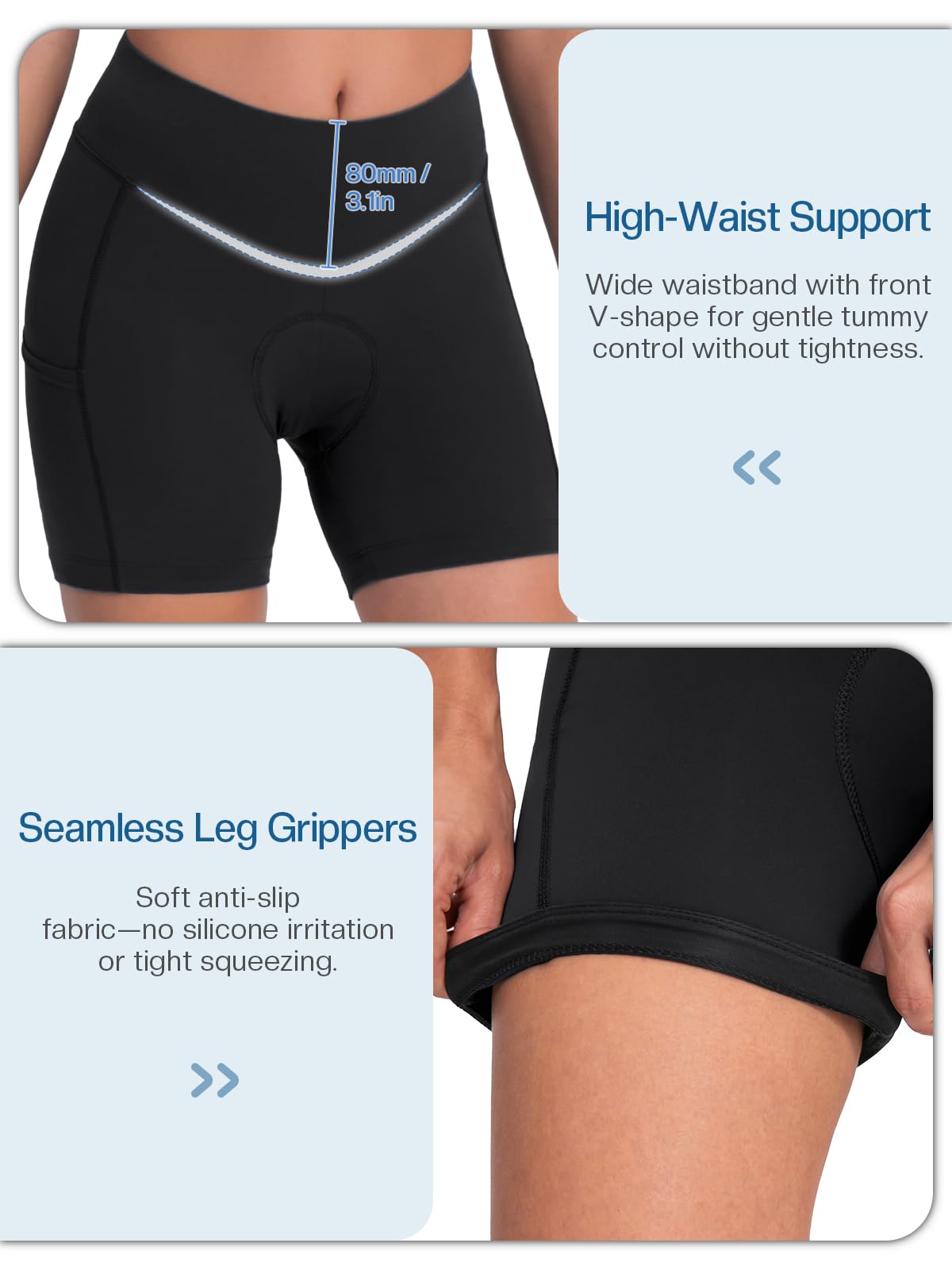 BERGRISAR Pantaloncini da ciclismo da donna imbottiti 4D con 3 tasche