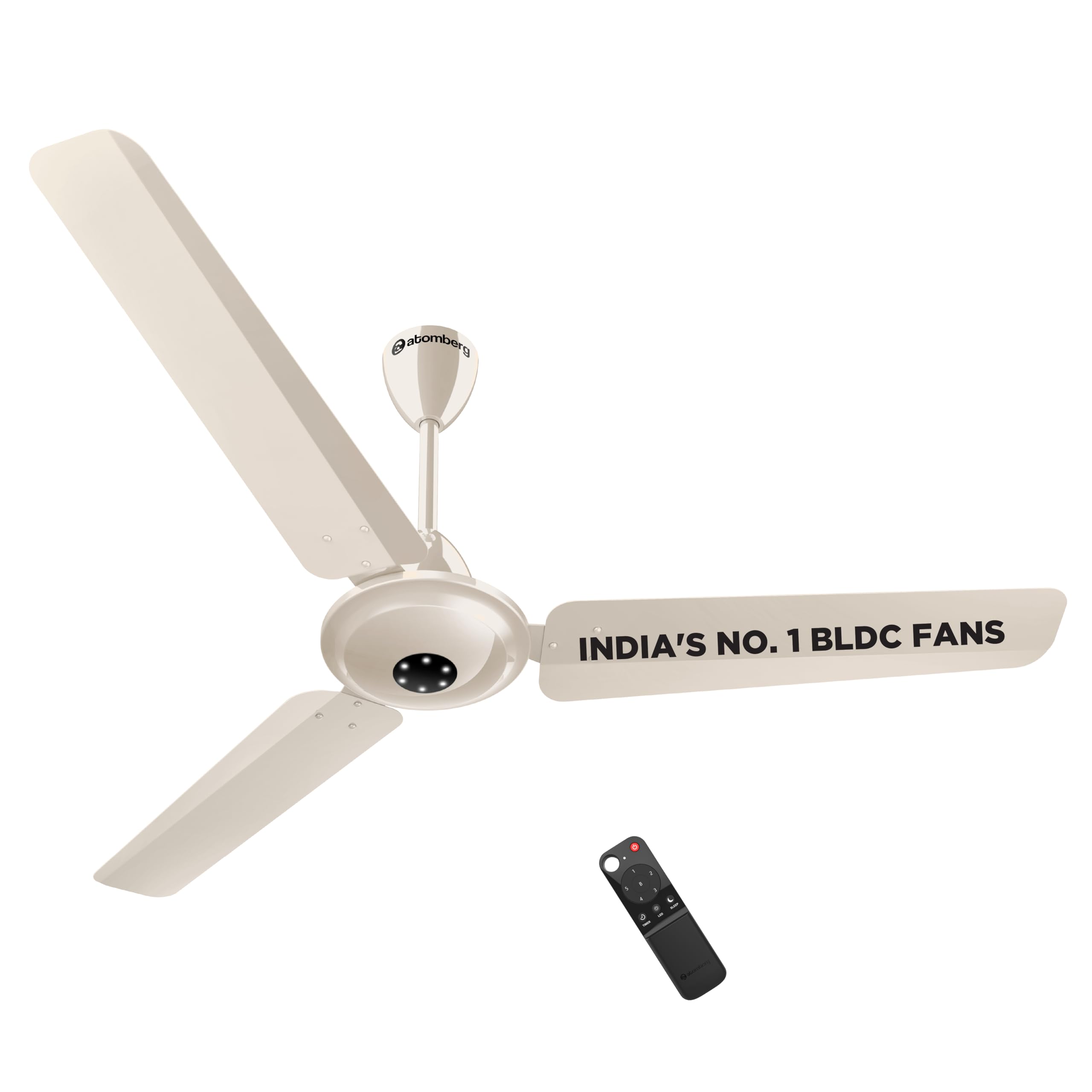 atomberg Efficio Alpha 1200mm BLDC Ceiling Fan with Remote Control | BEE 5 star Rated Energy Efficient Ceiling Fan | High Air Delivery with LED Indicators | 2 Year Warranty (Seasand Ivory)