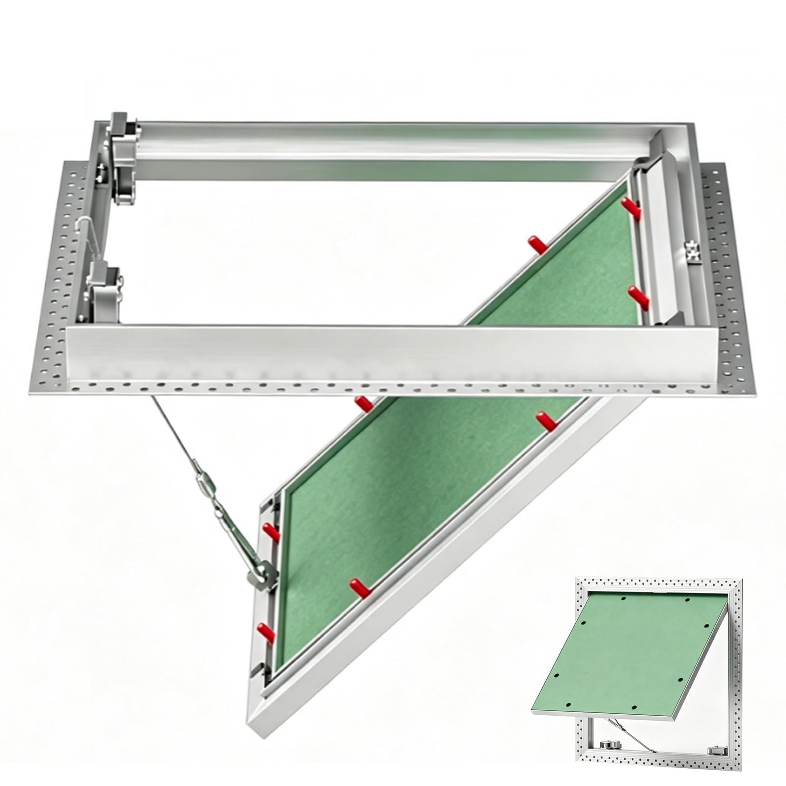 Panel Rewizyjny do Płyt Gipsowo Kartonowych, Aluminiowy Panel Rewizyjny | Drzwi Rewizyjne do Płyt Gipsowo Kartonowych, Linka Bezpieczeństwa do Zamaskowania Rur i Okablowania(25x25cm/10x10in)