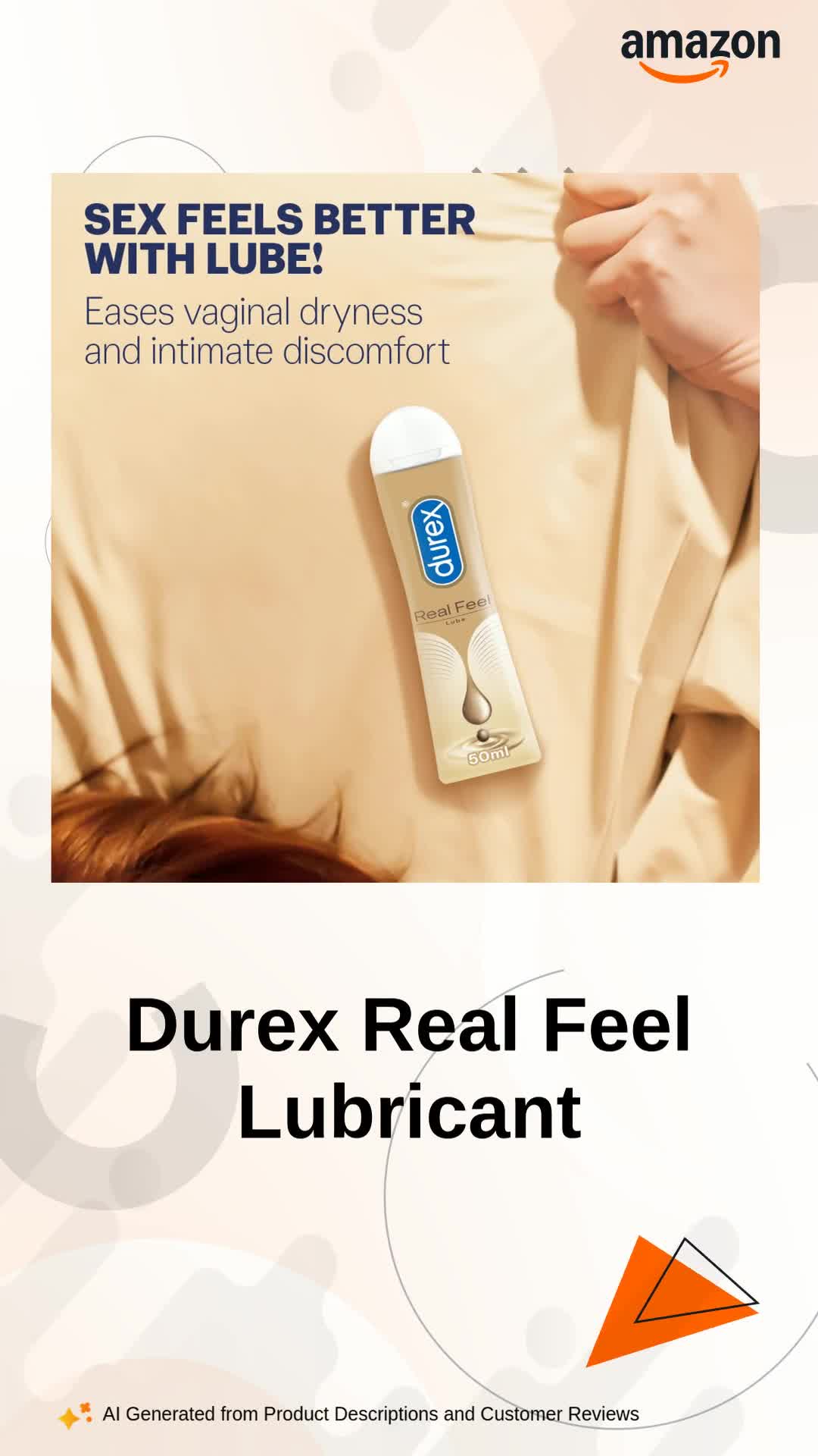 hot lesbian sex with toys Durex Real Feel Long-Lasting Lubricant - 50ml | Silicone Lube lasts 3X  Longer vs Water-Based Lube main image 0