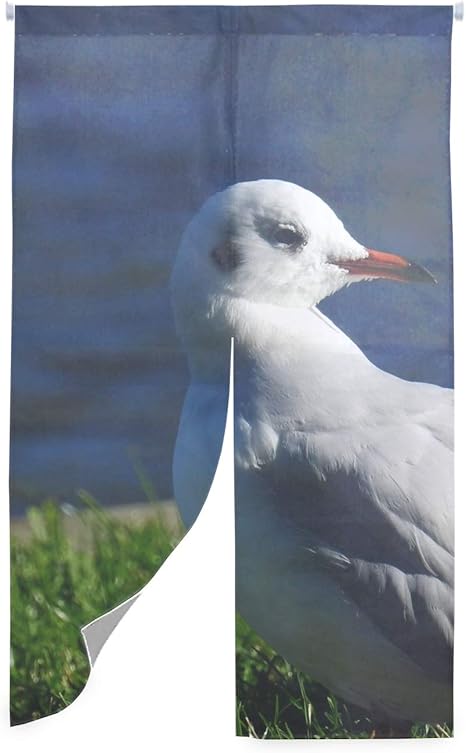 Amazon ロング のれん 白い鳥くちばし草の海の羽 和風 暖簾 目隠し 遮光 間仕切り のれん オンライン通販