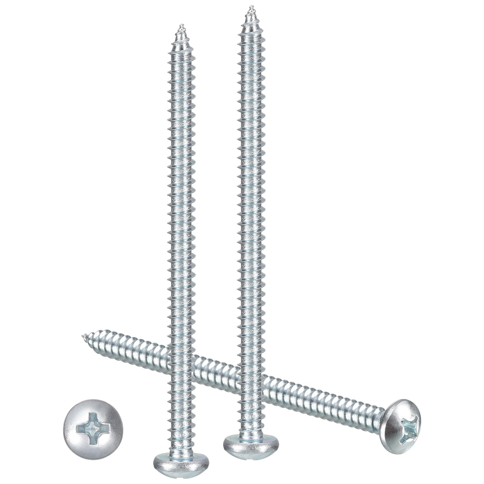 METALLIXITY Phillips Pan Head Self Tapping Screws(#12x4") 100Pcs, Carbon Steel Self Drilling Screw for Metal Wood Plastic, for Cabinet Wall Shutter Plate Rock Furniture, Silver โ image 1