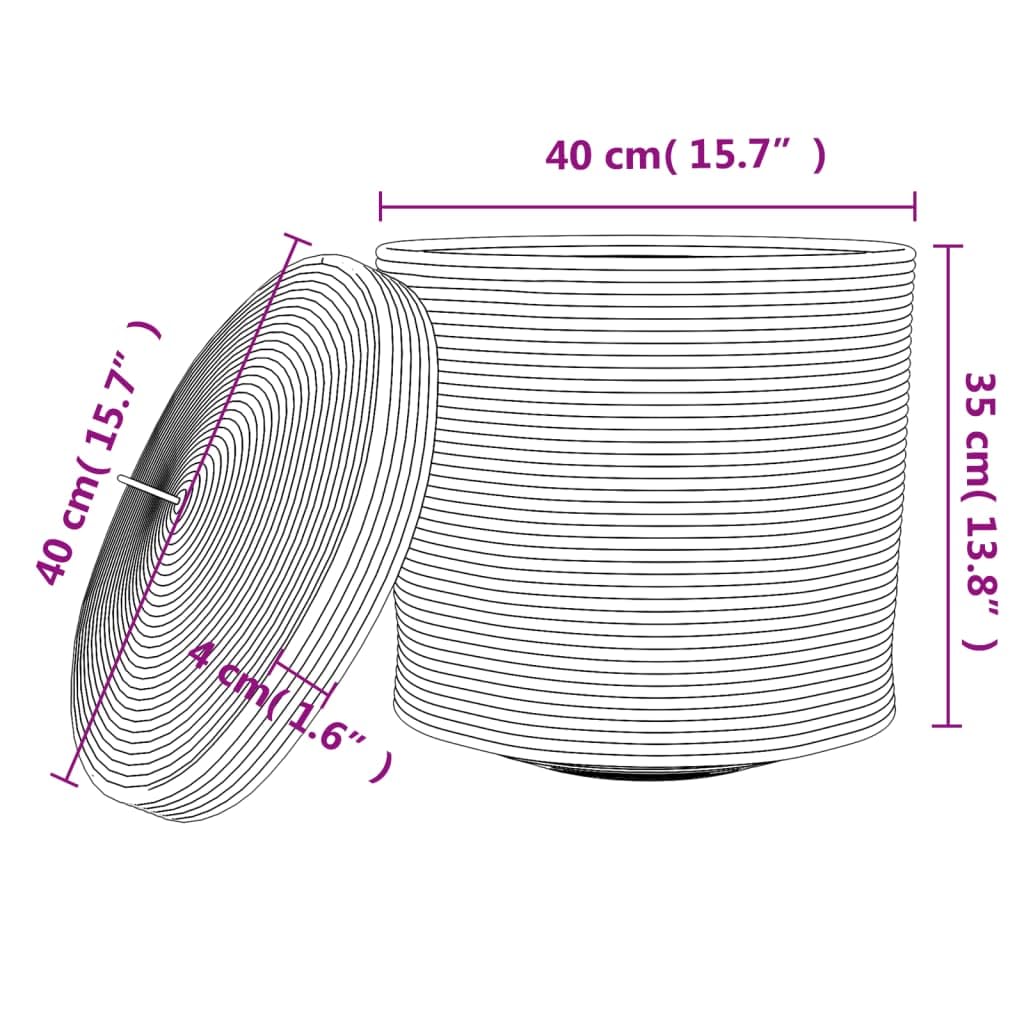 Aufbewahrungskorb mit Deckel Braun und Weiß Ø40 x 35 cm Baumwolle, Flechtkorb für Wohnzimmer Bad Schlafzimmer Küche Flur, Korb Aufbewahrung Deko Organizer für Wäsche Spielzeug Decke Kissen