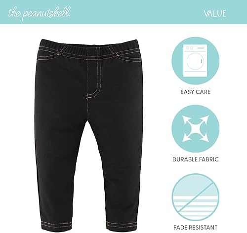 Miniatura 5 de The Peanutshell Jeggings de bebé para niños y niñas, mezclilla elástica súper suave, unisex, paquete de 4