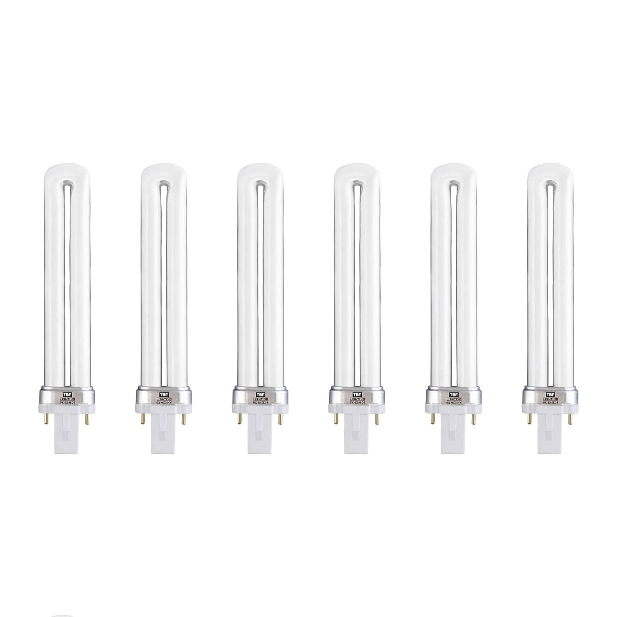 TBE LIGHTING9w G23 2-Pin CFL Energy Saving Lamps - Cool White 4000K, 8000 Hour Life, 540 Lumen (6-Pack)