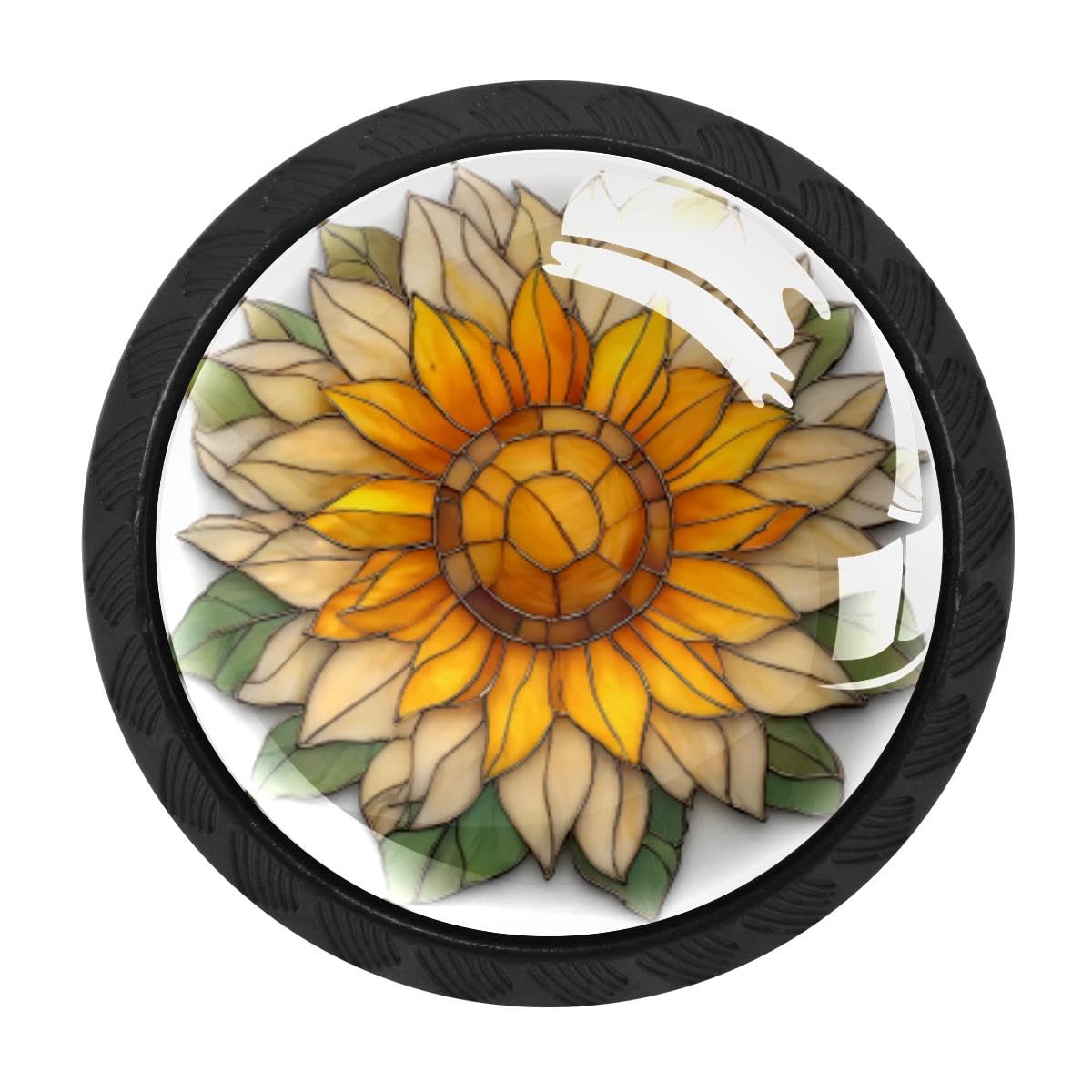 HEOEH 4 PCS Kitchen Cabinet Knobs, Sunflower Drawer Knobs Dresser Handles