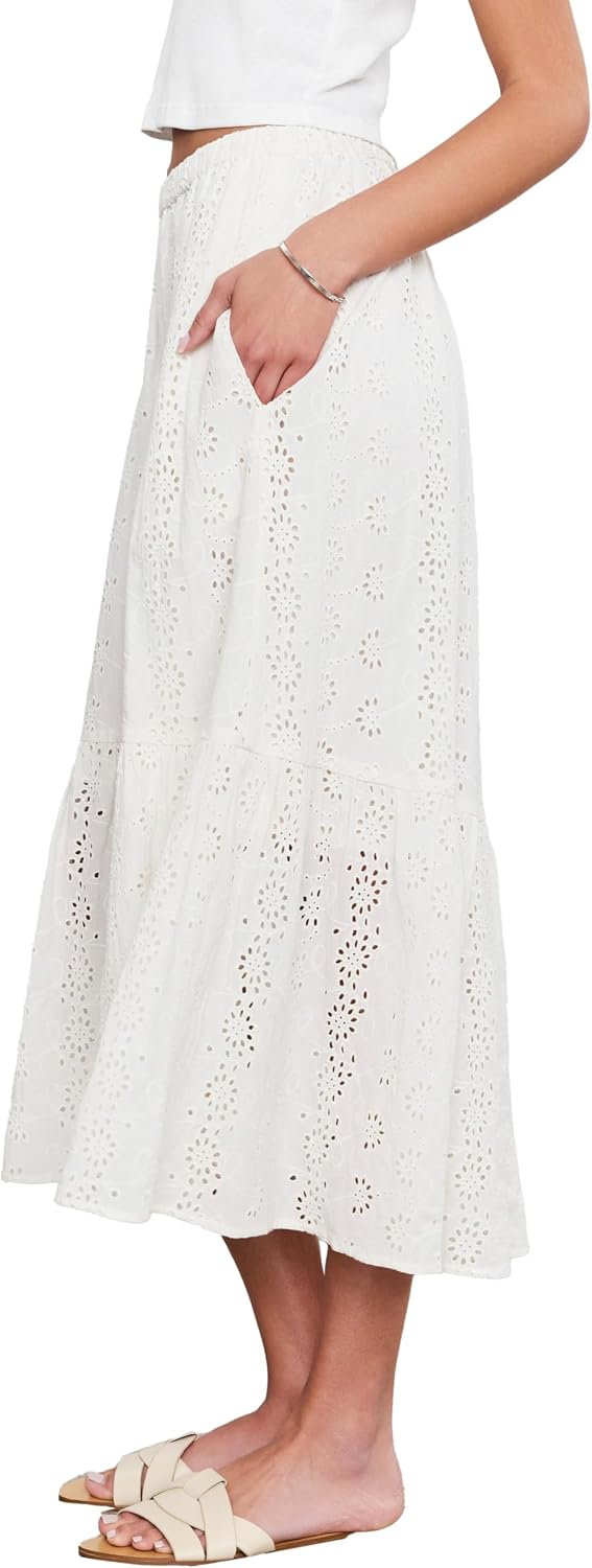 Velvet by Graham & Spencer Women's Amelia Cotton Eyelet Mix Skirt