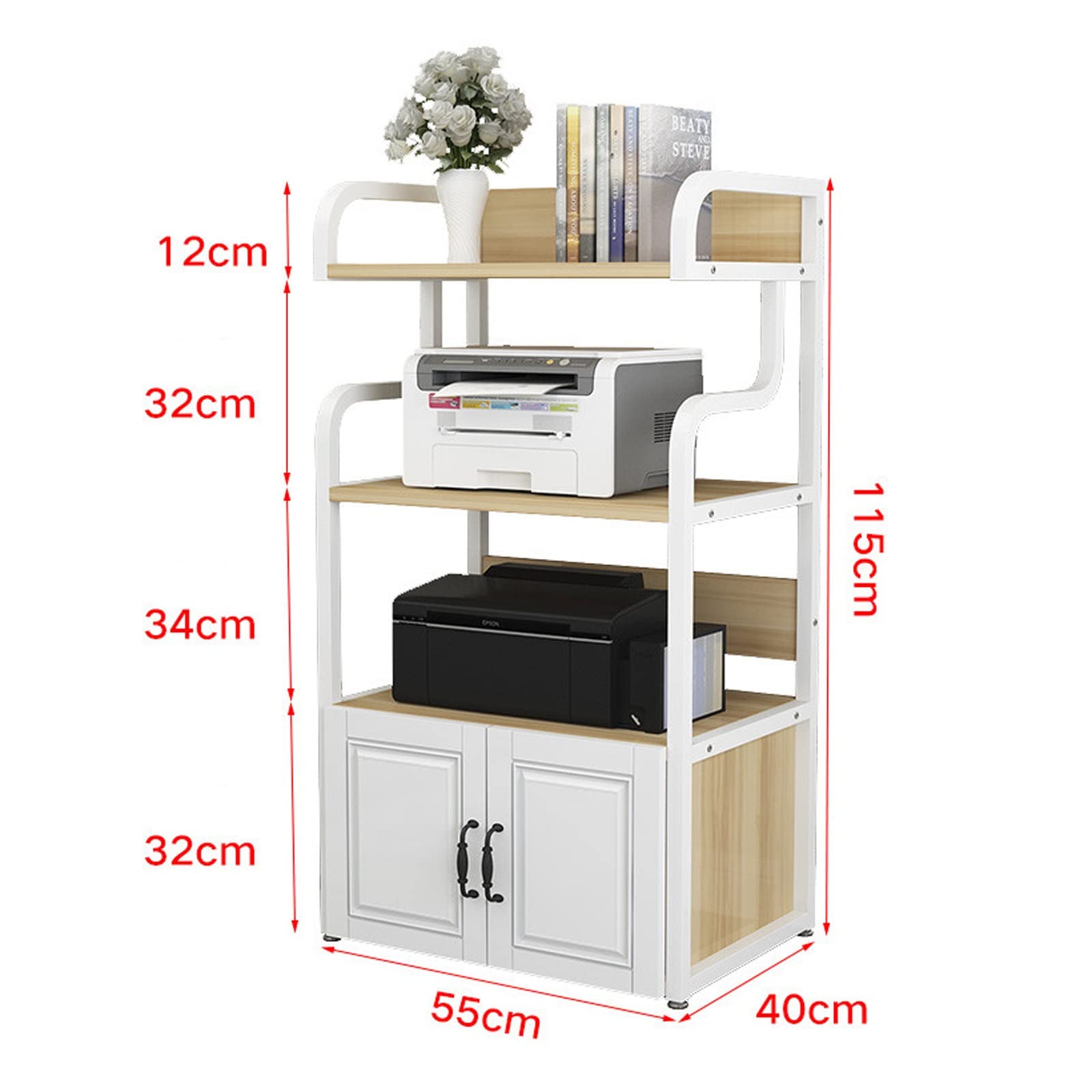 Stampante Piedistallo Supporto for stampante Scaffale multiuso a 4 livelli for lettori multimediali Scanner file Libri Forno a microonde in cucina Soggiorno Home Office