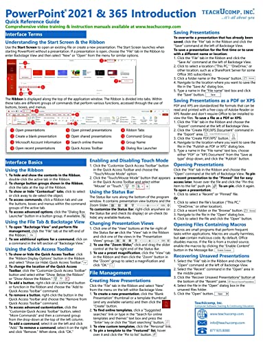 Teachucomp Inc. Teachucomp Inc. Microsoft Powerpoint 2021 And 365 Introduction Quick Reference Training Tutorial Guide cover