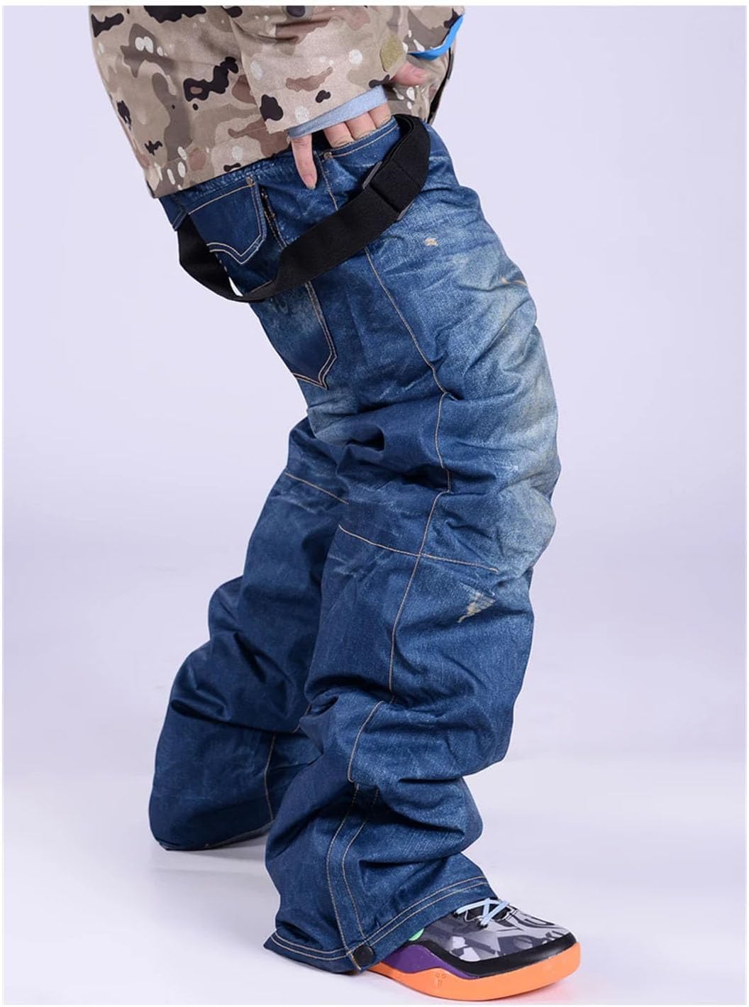 Men Winter Thick Warm Skiing Pants Windproof Suspender Trousers Snow Snowboard Skate Pants Ski Overalls