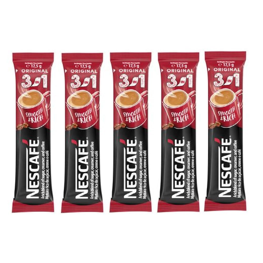 Nescafe Original 3 in 1 Instant Coffee Mix, Instant Coffee Sachets, 3 in 1 Instant Coffee Sachets (Pack Of 5 x 17.5g)