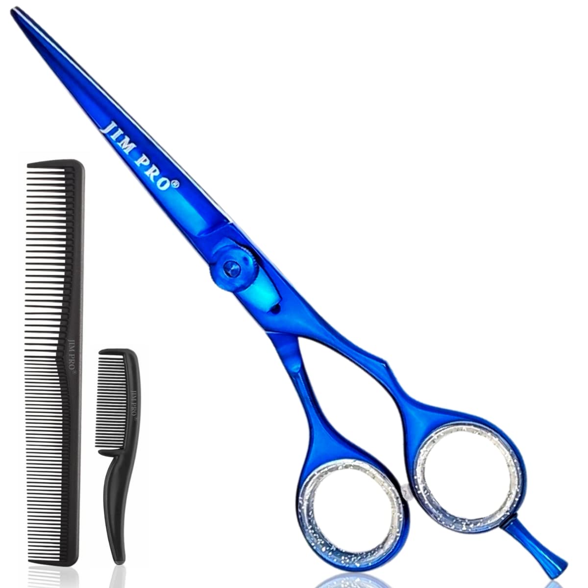 JIM PRO Hair Cutting Scissors Shears, Professional Hairdressing Scissors Dark Blue (Hair Beard Trimming Shaping Grooming Shears) for Men Women Pets Home Salon With Adjustable Screw (DARK BLUE) 6