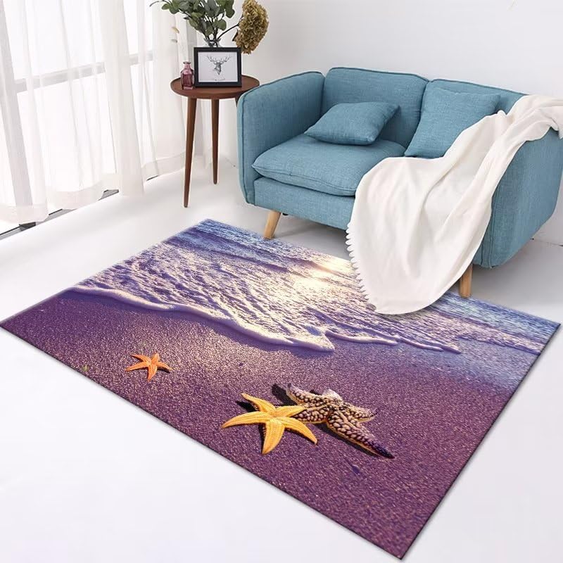 Tapis salon moderne violet beach graphisme contemporain