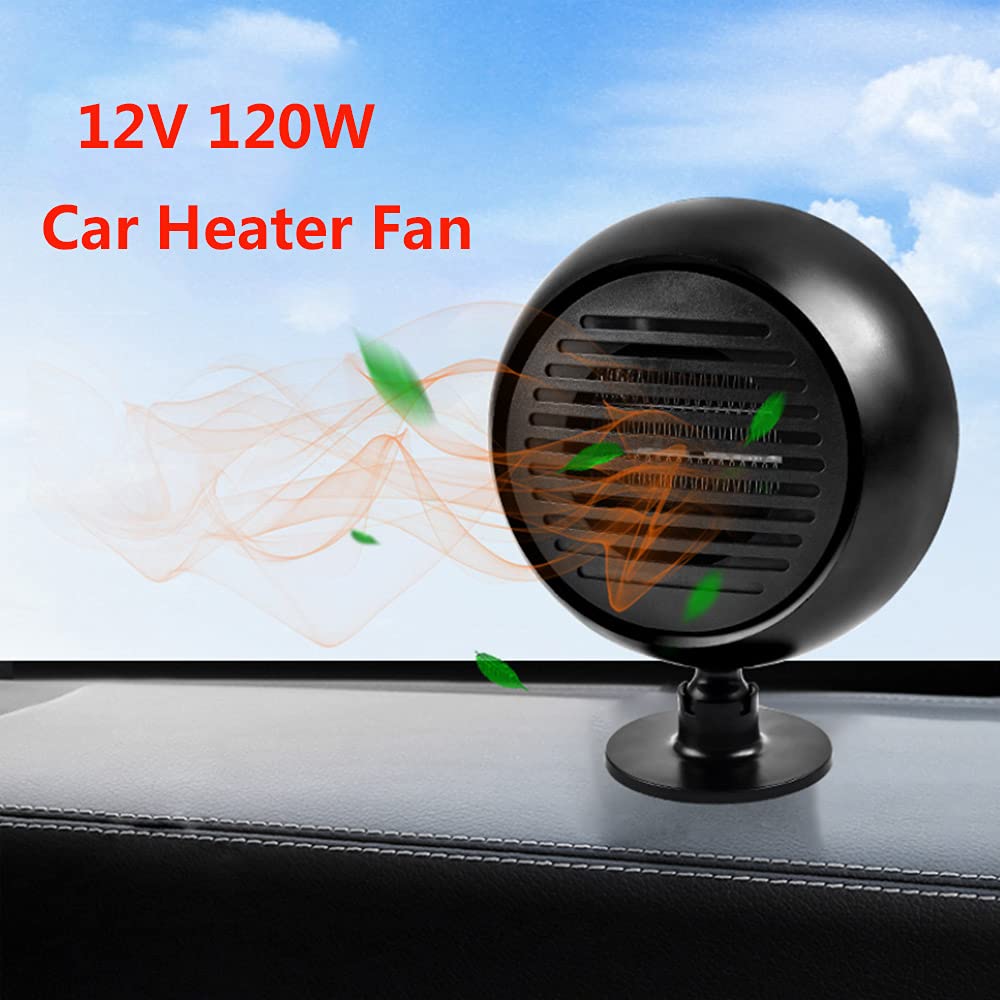 Riloer 12V 120W Tragbarer Auto-Heizlüfter 360 ° Drehbarer Fensterheber Windschutzscheiben-Entfroster Elektrischer Kühler-Heizlüfter
