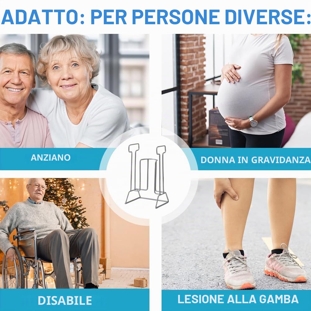 Supporto per calze, aiuto per calze a compressione, supporto per calze in metallo, per anziani, donne incinte e persone con mobilità ridotta dopo l'intervento chirurgico all'anca