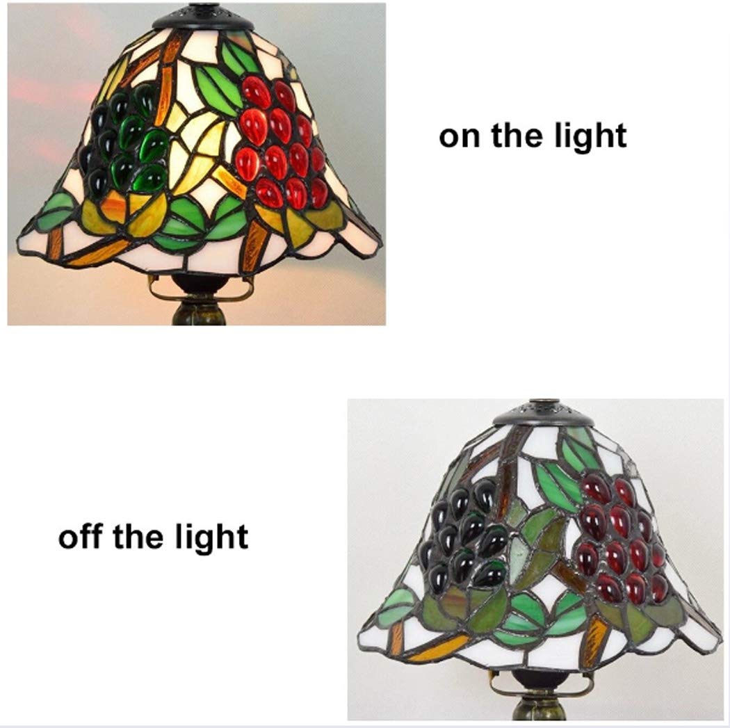 Lampa biurkowa w stylu Retro Art Stained Glass'ego witraż w stylu wiktoriańskim lampy stołowe 8 cali czerwone zielone koraliki winogronowe do salonu antyczne biurko nocna sypialnia