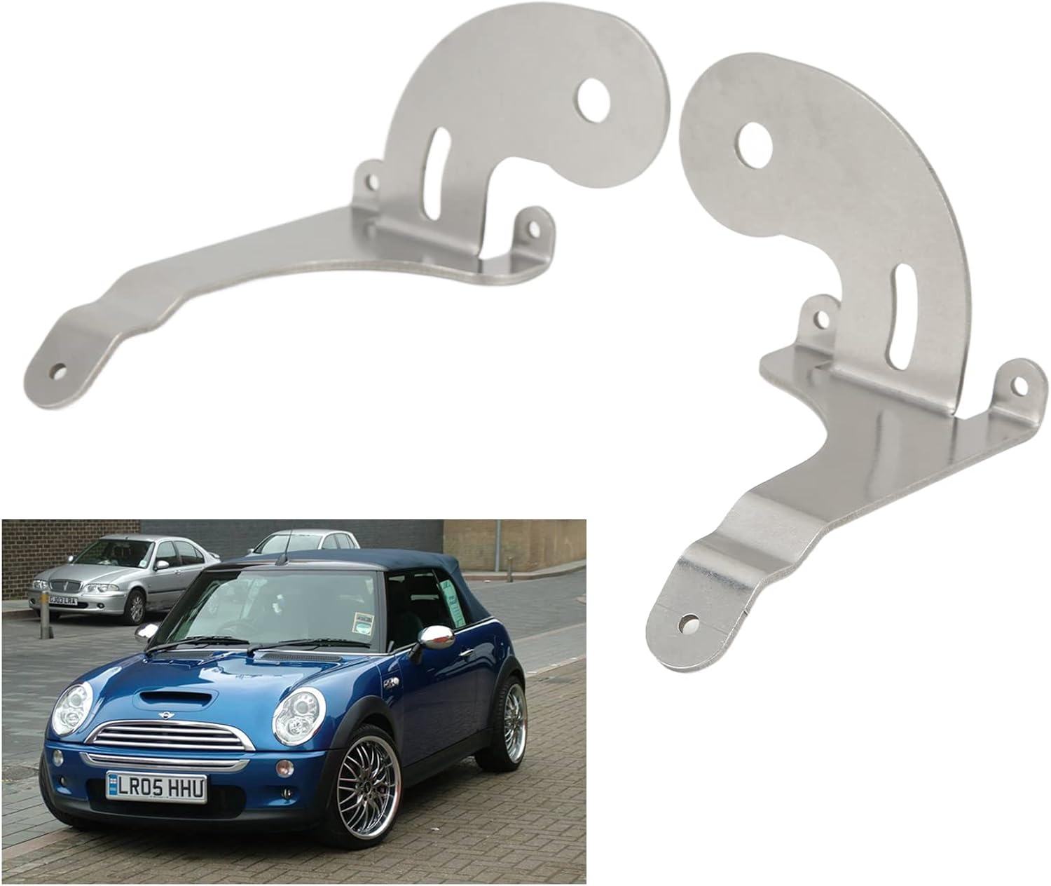 Spotlamp Mounting Bracket, Anti Slip 2pcs Waterproof Fog Light Brackets Left Right Chrome Replacement for Mini R50 R52 R53 for Upgrade