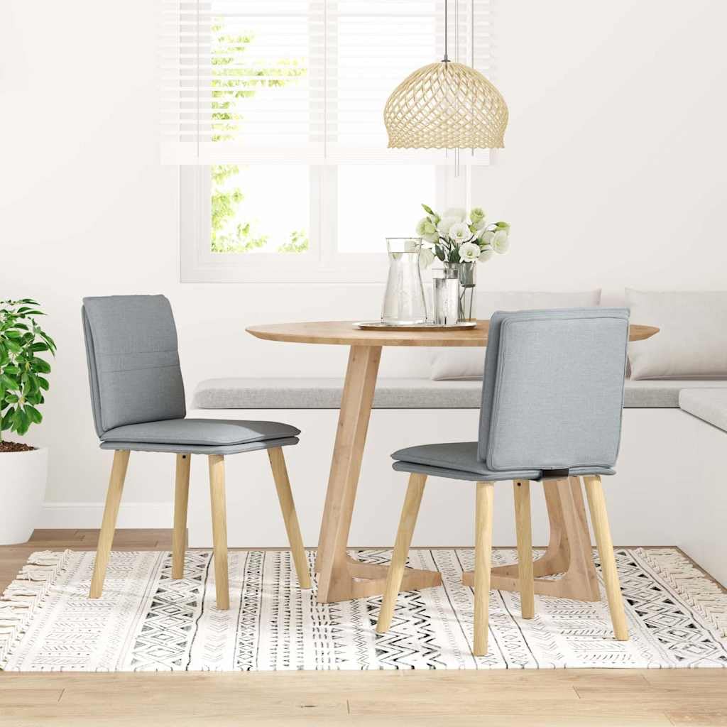 Set di 2 sedie per sala da pranzo, imbottite, in tessuto, grigio