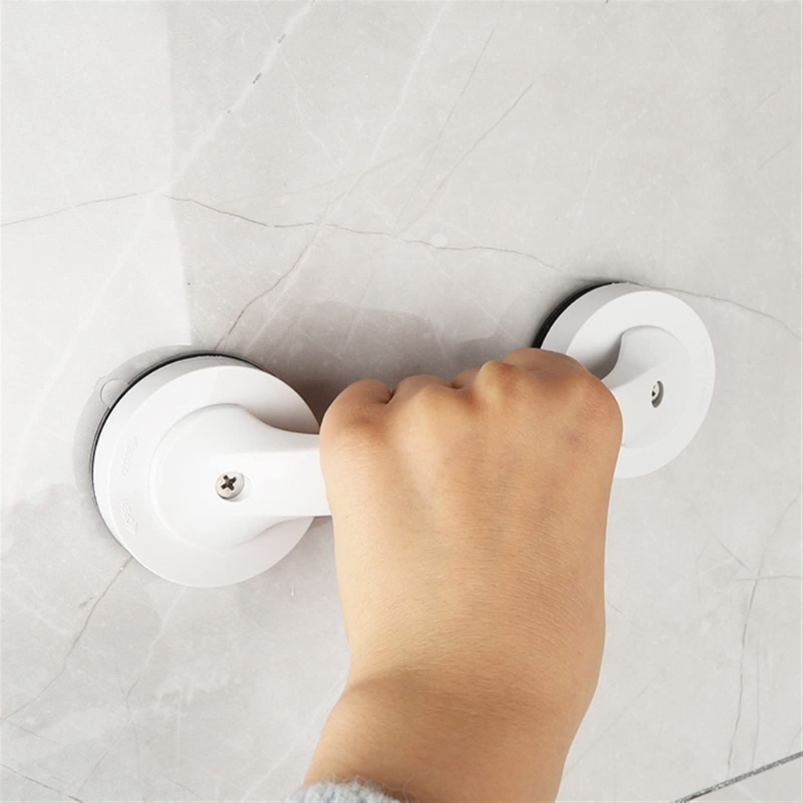 Barra de Agarre para Ducha con Ventosa, Mango de Ventosa Seguro y Fuerte Manija para bañera de Ducha Manija Antideslizante para niños (Color : Black) (Blanco)