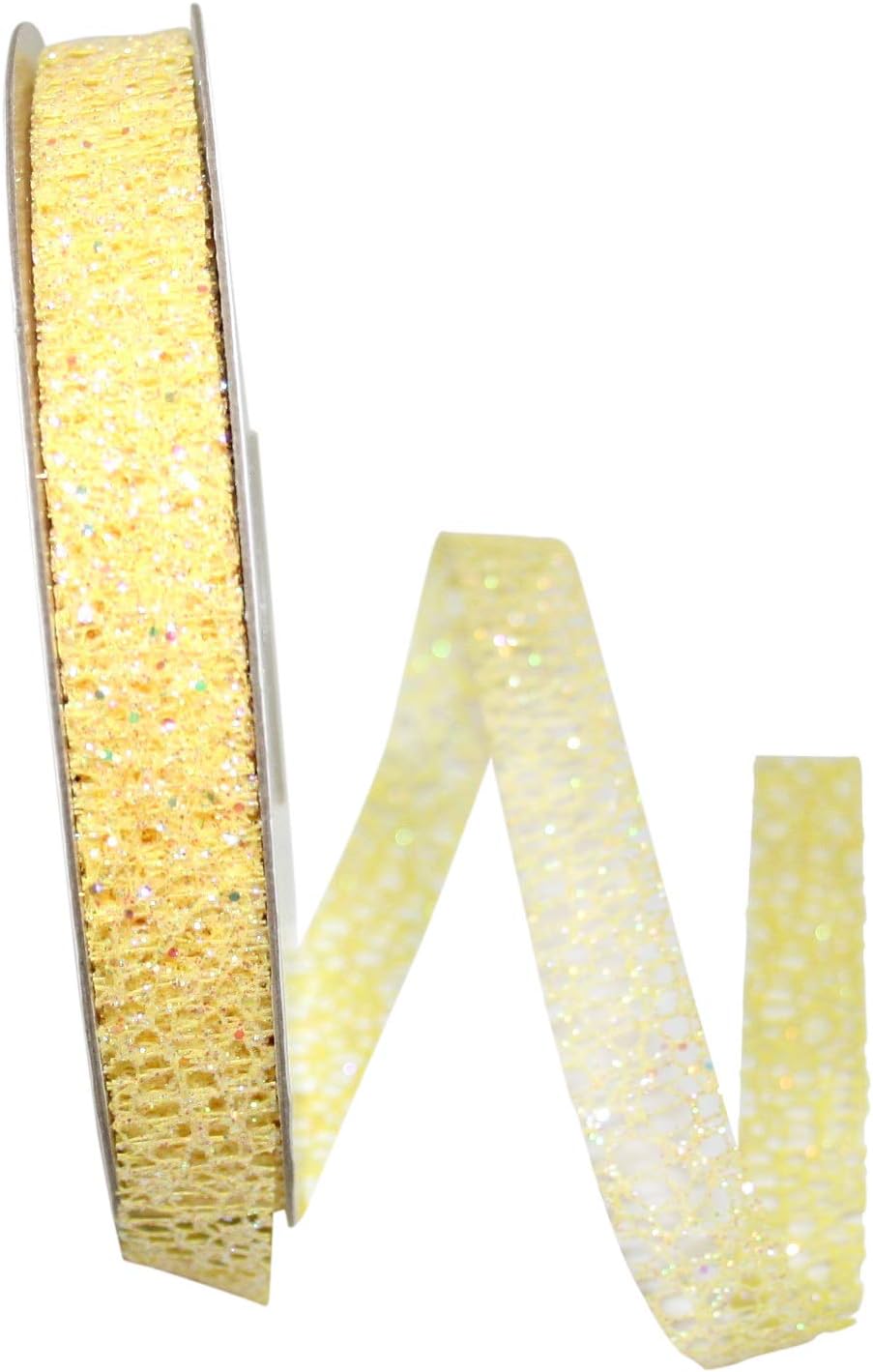 Reliant Ribbon Glitter Web Mesh Ribbon, 5/8 Inch X 25 Yards, Iridescent