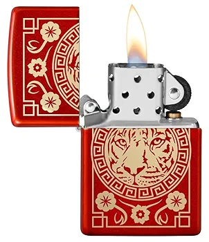 Amazon.com: Zippo Tiger Design Metallic Red Pocket Lighter