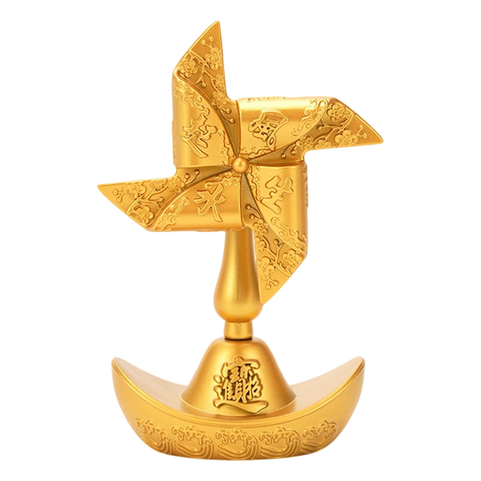 Artistic Rotating Windmill Sculpture Metal Ornament Symbolizes Career Success Wealth Decors Home Desktop Shelf Rotating Fengshuis Ornament Decors