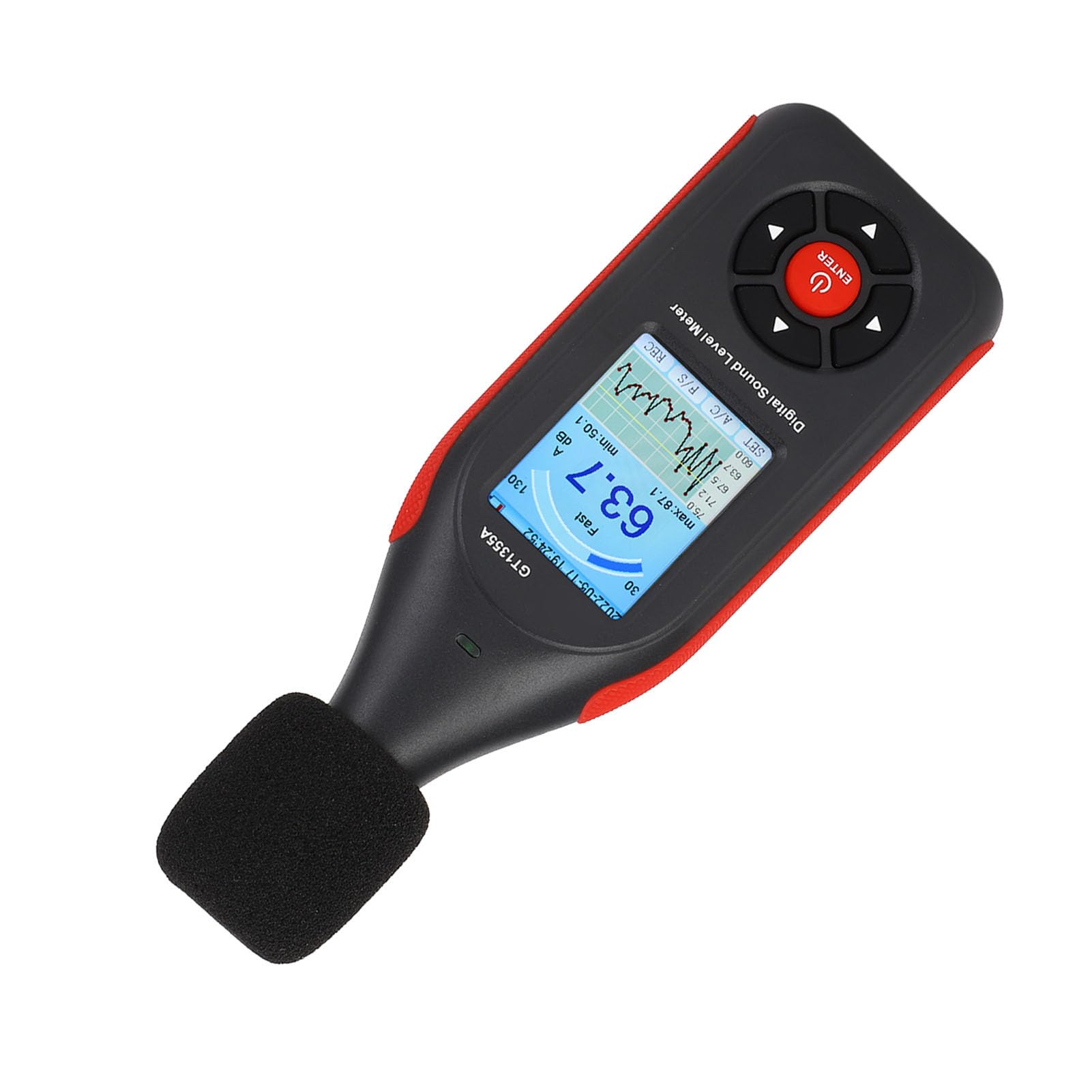 Fonometro portatile con misurazione della temperatura e dell'umidità - Lettore digitale del livello di rumore con schermo LCD retroilluminato - Precisione 1,5 dB e risoluzione 0,1