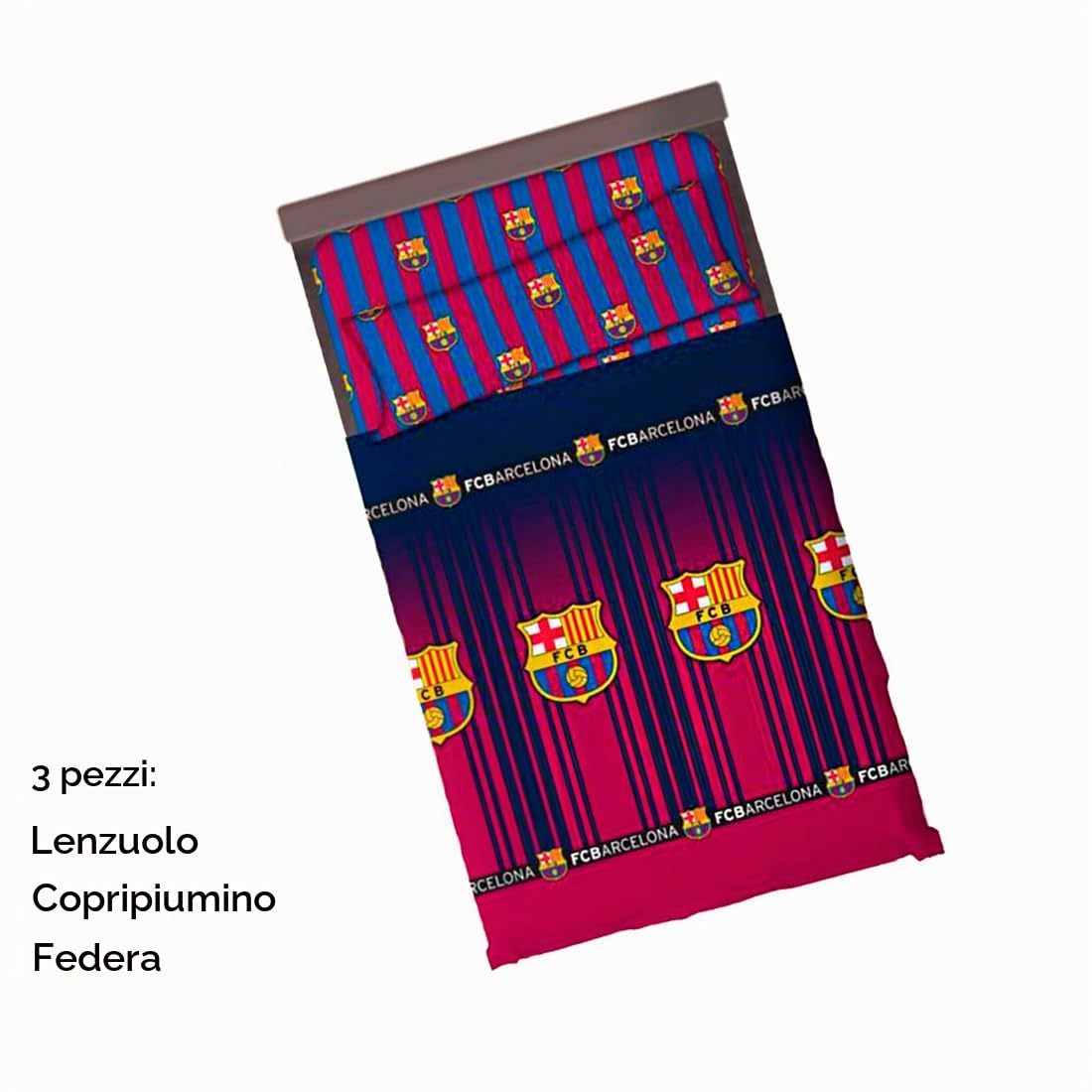 Set Copripiumino FC Barcelona 2 Pezzi – Sacco Copripiumino (150x220 cm) e Federa per Letto Singolo da 90 cm, Tessuto 50% Cotone 50% Poliestere, Tifosi Blaugrana