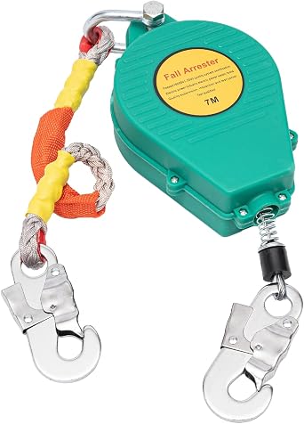 Xuthusman 23ft 7m شريان الحياة المتراجع الذاتي Lanyard Fall Arrester Fall Protection + هوك 330 رطل حبل فولاذي سبيكة