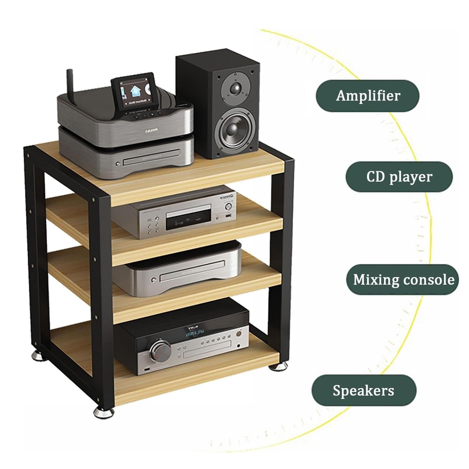 Tv Rack Hifi Shelf Audio Cabinet met 3 Of 4 Niveaus, Audio Rack
