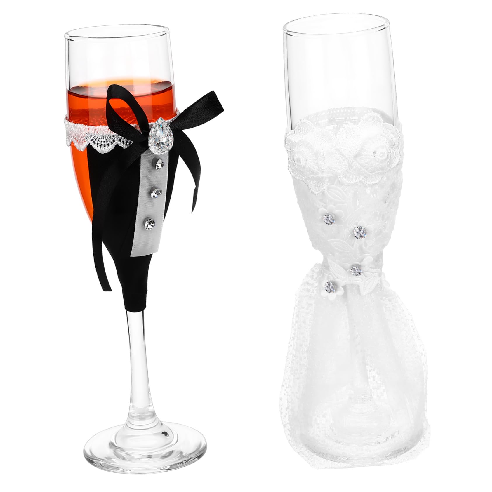 POPETPOP Coupe de Mariage en Verre Lot de 1 Set, Design Élégant pour Toasts | Finition Arrondie, Prise en Main Confortable, Capacité Optimale, Usage Fêtes et Célébrations