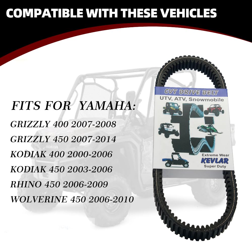 Replace 5GH-17641-00-00 SUKECA Clutch Drive Belt Fits for Yamaha Grizzly 400 Grizzly 450 2007-2014 Kodiak 400 Kodiak 450 2000-2006 Rhino 450 2006-2009 Wolverine 450 5GH-17641-10-00 3C2-17641-00-00