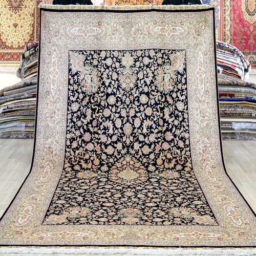 Yuchen Rug Silk Carpet 2m x 3m Blue Handwoven Traditional