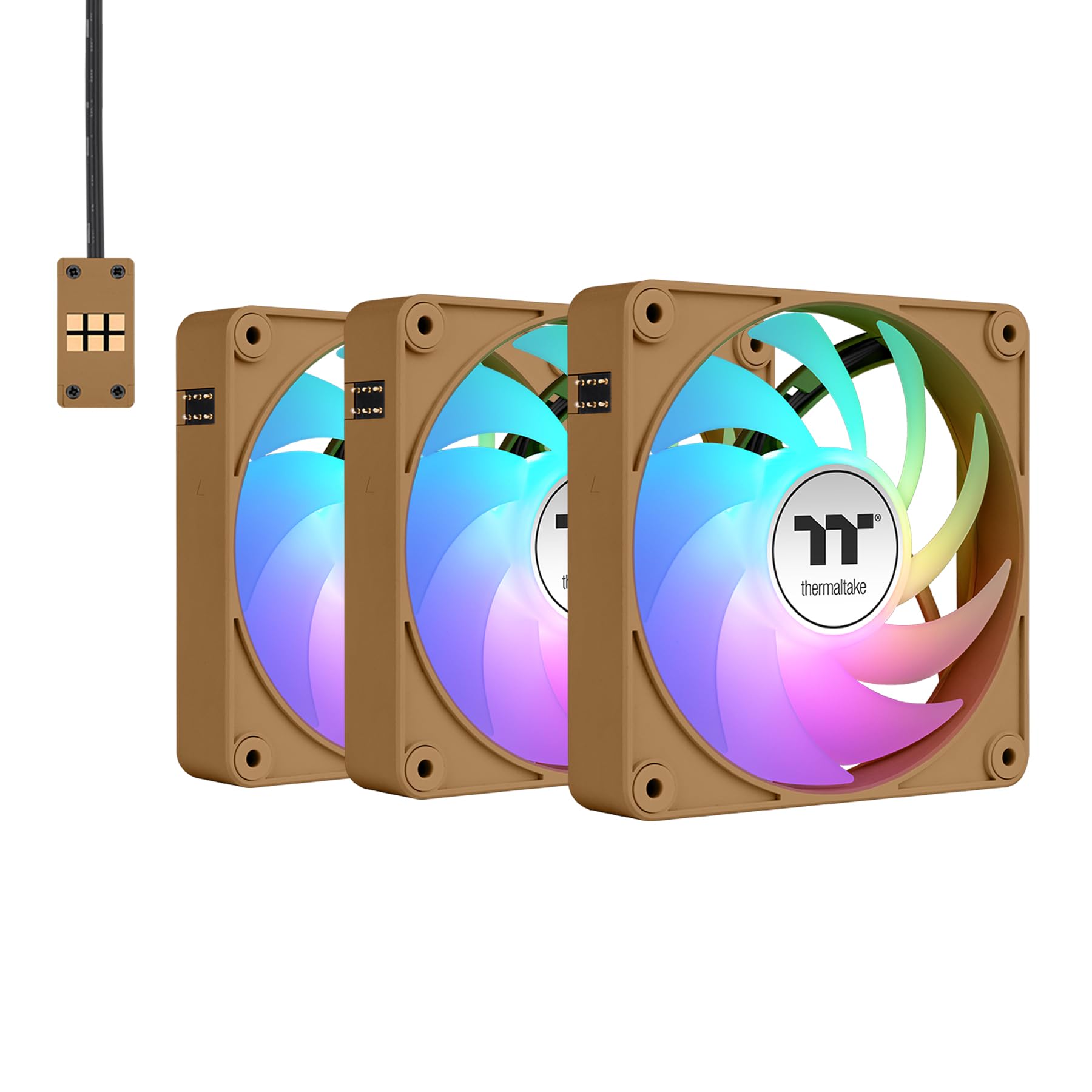 Thermaltake CT120 EX Reverse ARGB Sync PC Cooling Fan 3 Pack, 500~2000 RPM, 5V Mobo Sync, 16.8 Million Colors 9 LEDs, MagForce 2.0 Connectors, Hydraulic Bearing, Gravel Sand, CL-F224-PL12GS-A