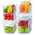 Utopia Home - Fridge & Refrigerator Organizer Bins (8 Pack), Clear Stackable Durable Plastic Storage Containers with Easy Grip Handles for Pantry, Kitchen Cabinets & Countertops