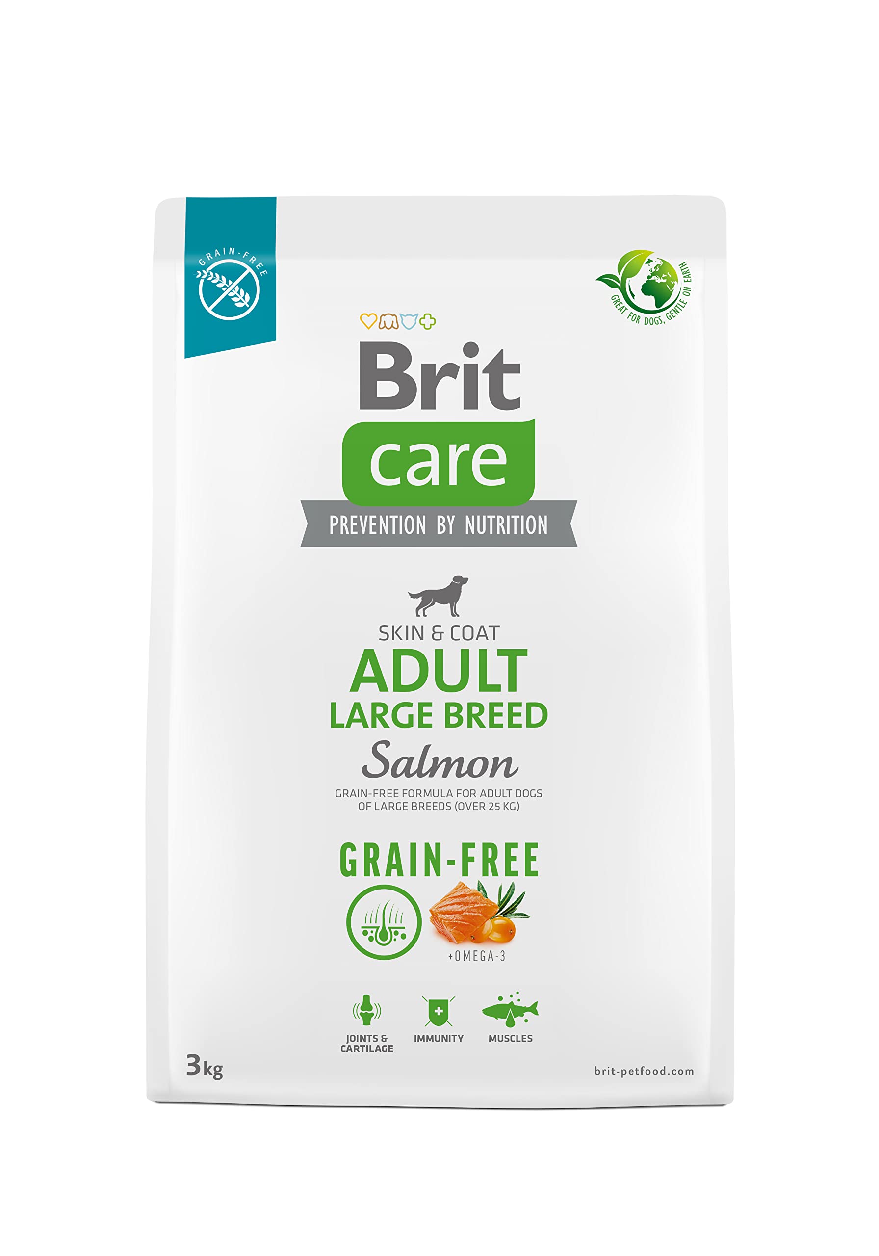 Brit Pienso seco para Perros Adultos de Razas Grandes, sin Cereales, salmón Adulto, 3 kg